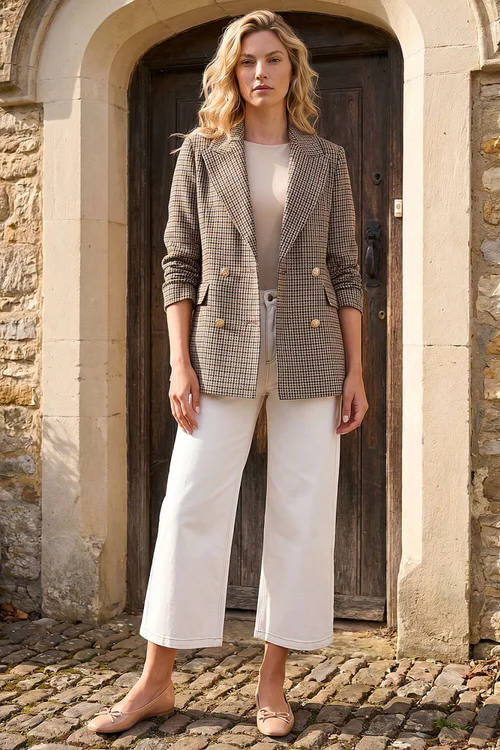 Roman Brown Tweed Double Breasted Blazer - 10 Image 2