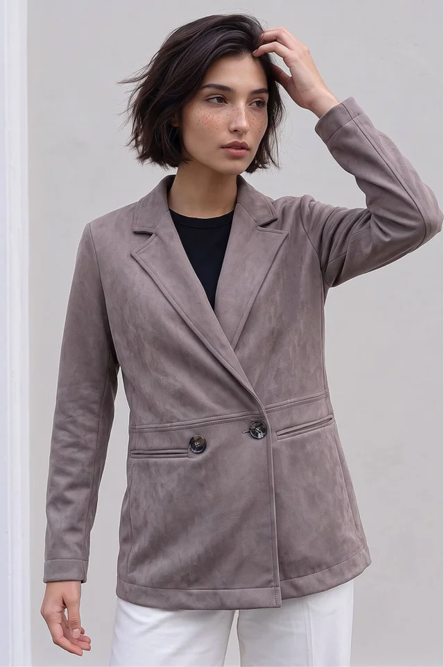 Roman Taupe Petite Faux Suede Jacket