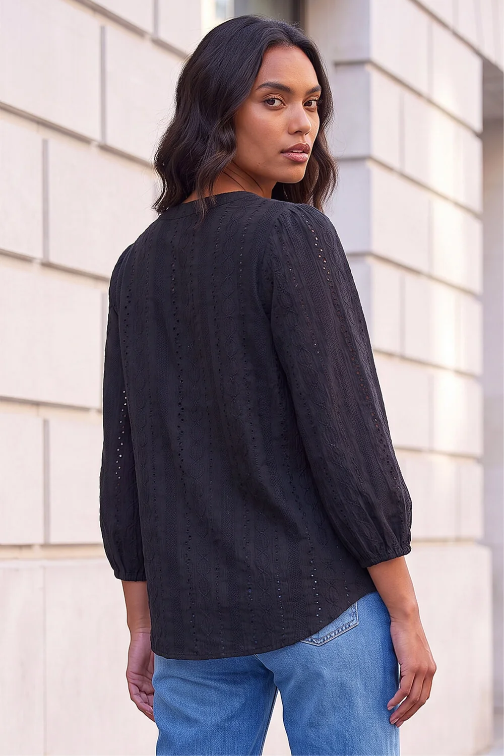 Roman Black Broderie Detail Tunic Top - 14 Image 4