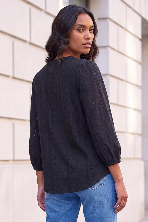Roman Black Broderie Detail Tunic Top - 14 Image 4