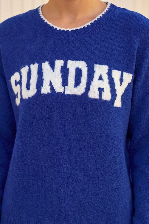 Roman Royal Blue Sunday Slogan Knit Jumper - 10 Image 4