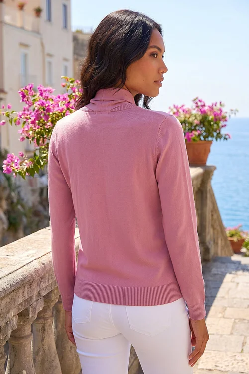 Roman Pink Tie Neck Soft Knit Cardigan - 18 Image 3