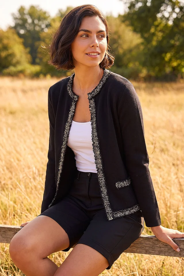 Roman Black Tweed Detail Cardigan
