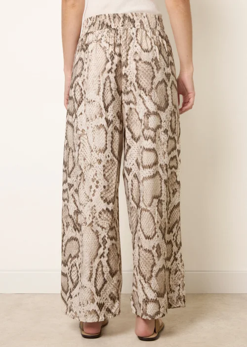 Blue Vanilla Beige Snake Print Drawstring Wide Leg Trousers - L Image 4