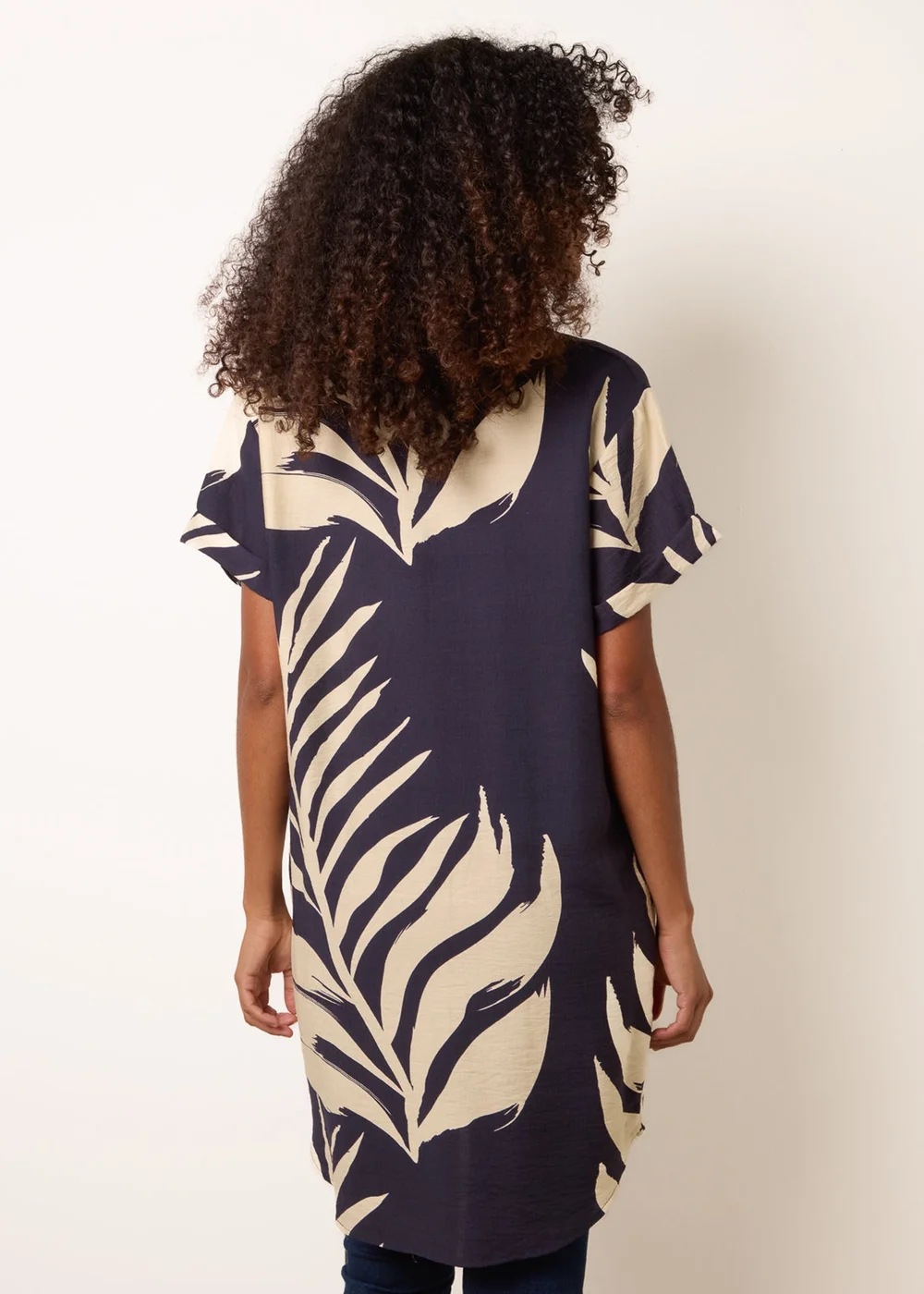 Blue Vanilla Navy Palm Print Tunic Top - S Image 4