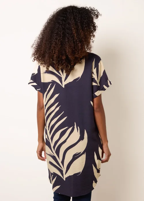 Blue Vanilla Navy Palm Print Tunic Top - S Image 4