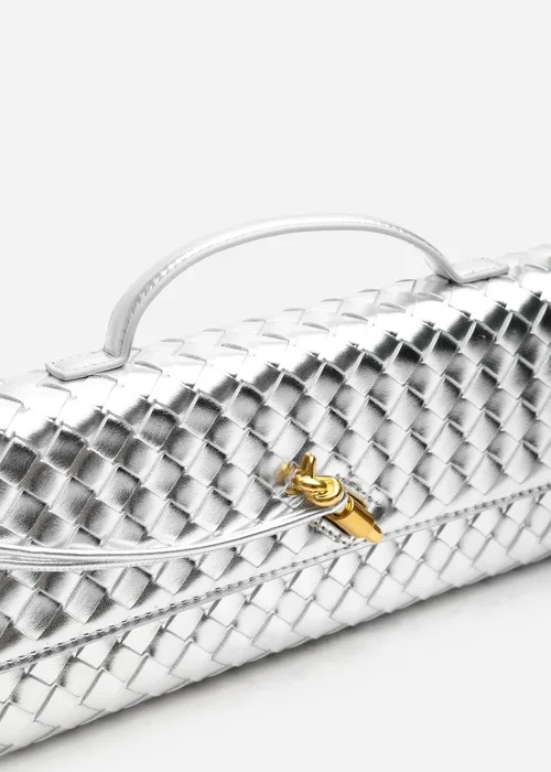 Where's That From Petal Silver Envelope Style Print Clutch Bag - One Size Image 6
