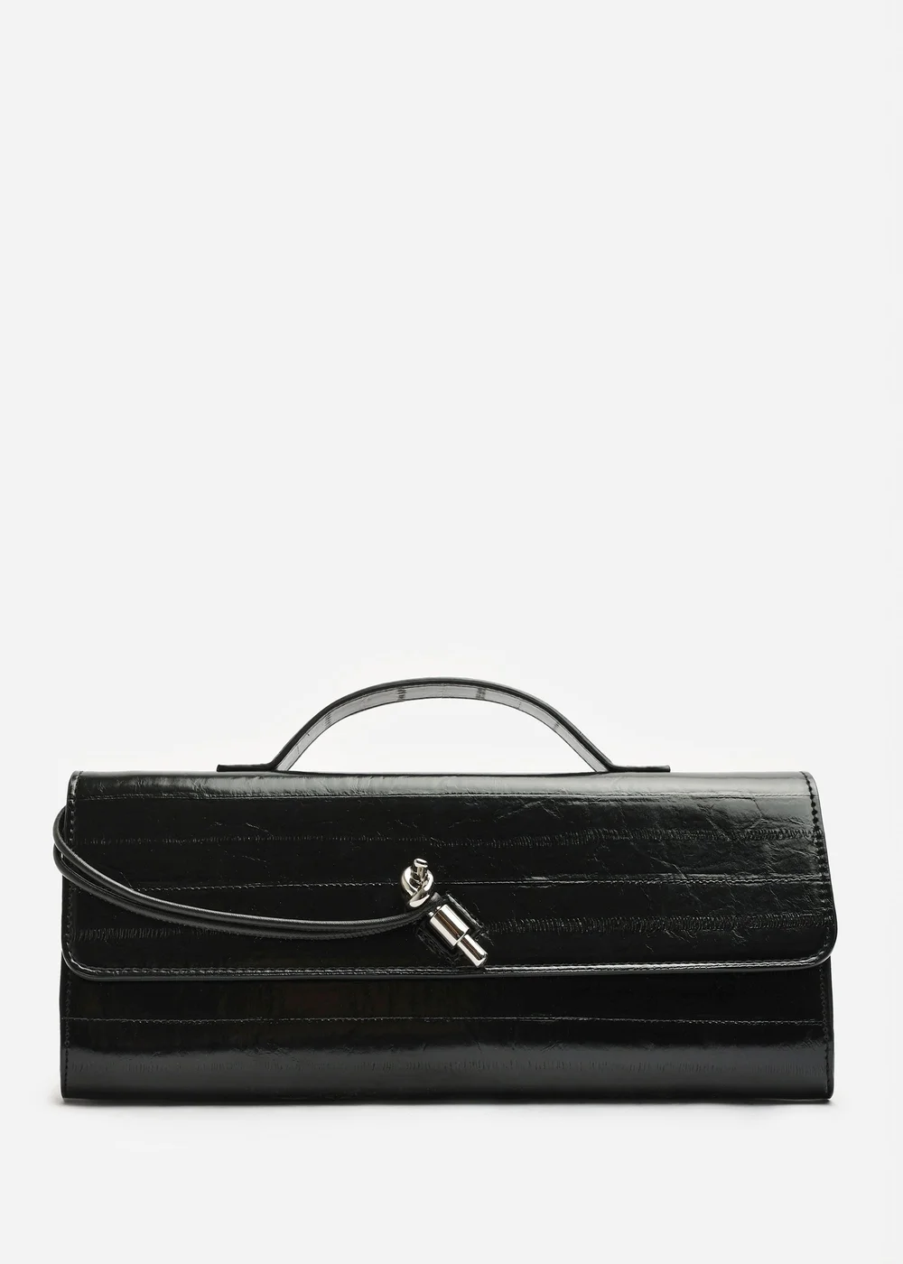 Where's That From Petal Black Envelope Style Eel Print Clutch Bag - One Size Image 4