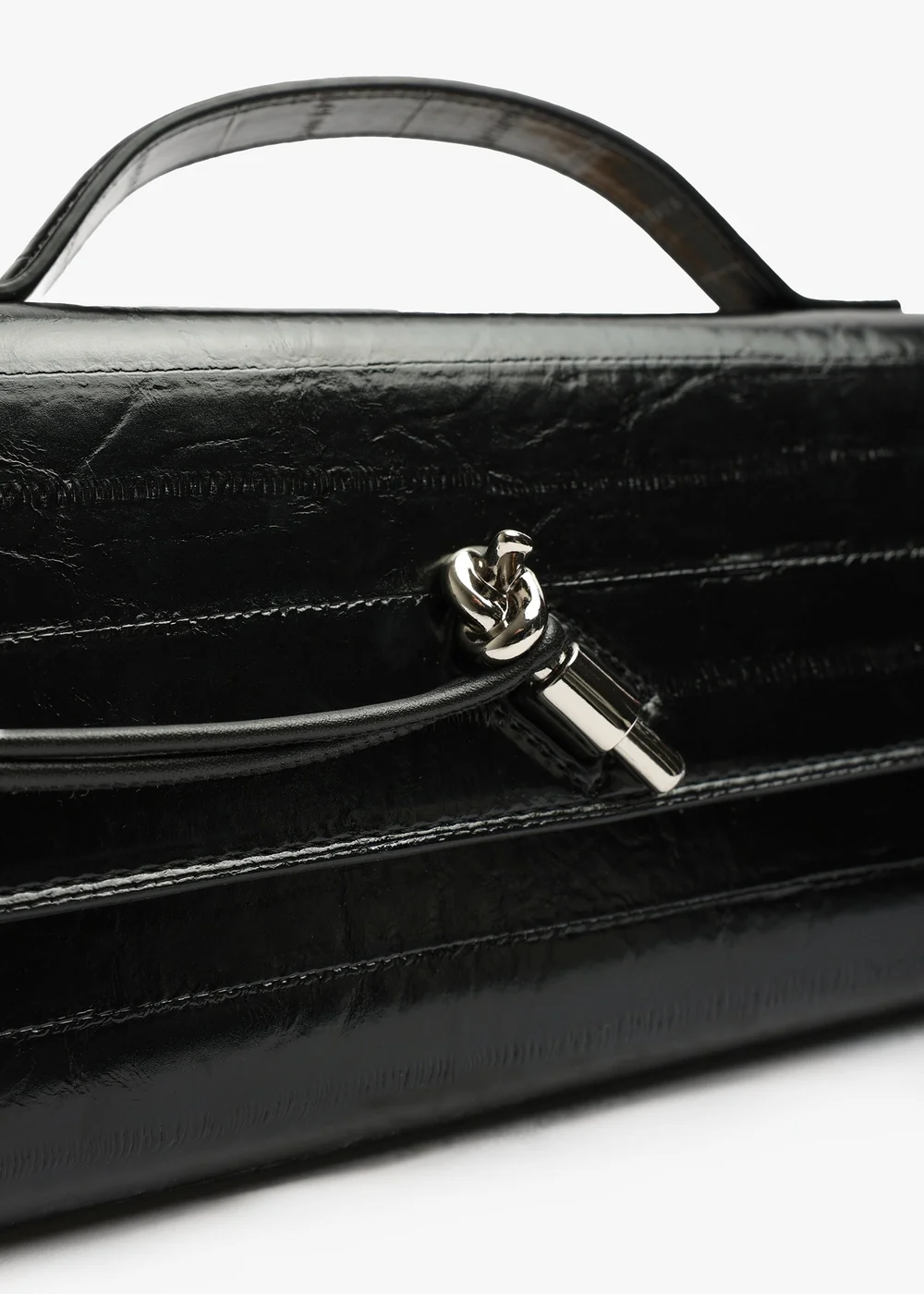 Where's That From Petal Black Envelope Style Eel Print Clutch Bag - One Size Image 3