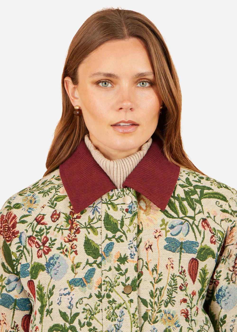Yumi Ivory Botanical Woven Bomber Jacket - 8 Image 5