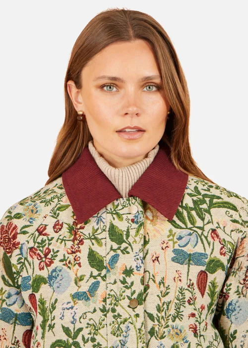 Yumi Ivory Botanical Woven Bomber Jacket - 8 Image 5