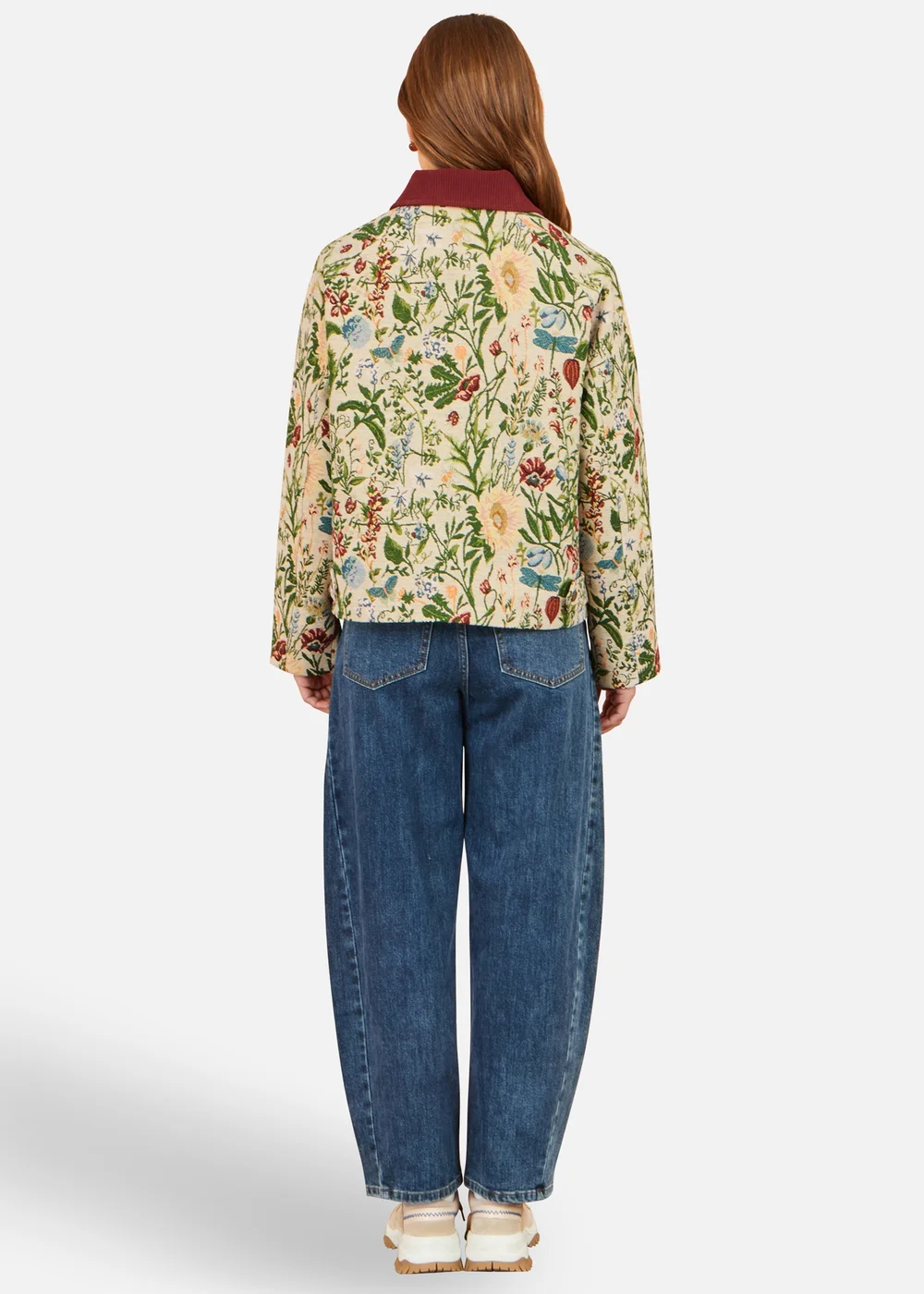Yumi Ivory Botanical Woven Bomber Jacket - 8 Image 4