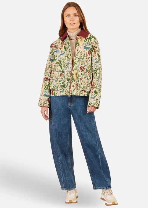 Yumi Ivory Botanical Woven Bomber Jacket - 8 Image 3