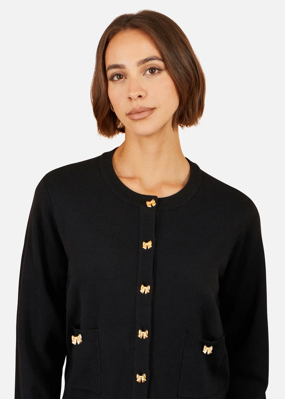 Yumi Black Bow Button Cardigan - M Image 3
