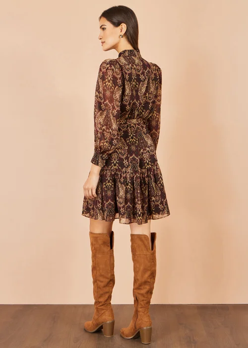 Yumi Brown Paisley Long Sleeve Shirt Dress - 16 Image 4