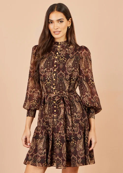 Yumi Brown Paisley Long Sleeve Shirt Dress - 16 Image 1