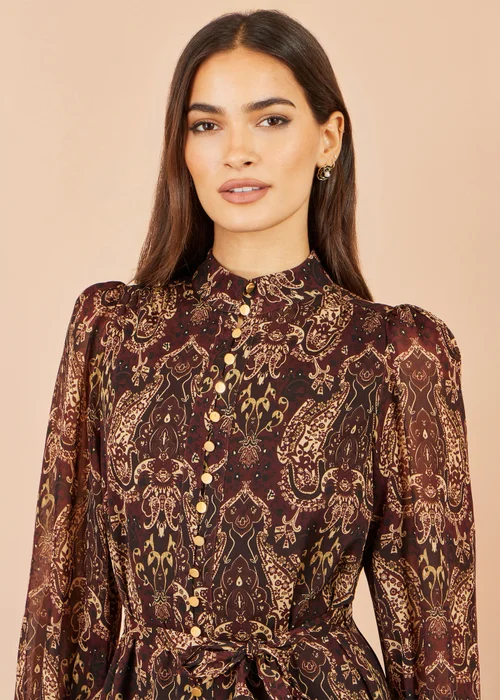 Yumi Brown Paisley Long Sleeve Shirt Dress - 16 Image 5