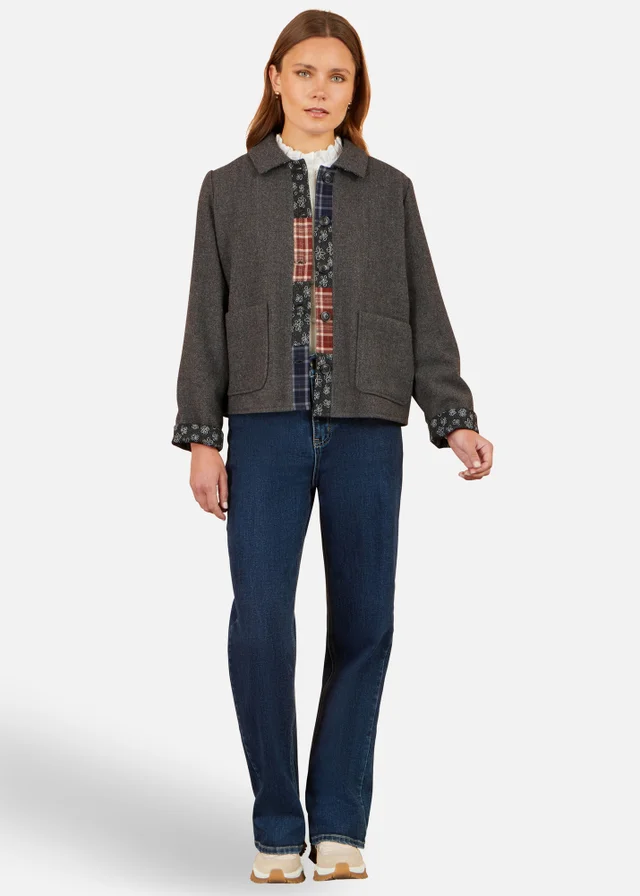 Yumi Grey Patchwork Boxy Jacket