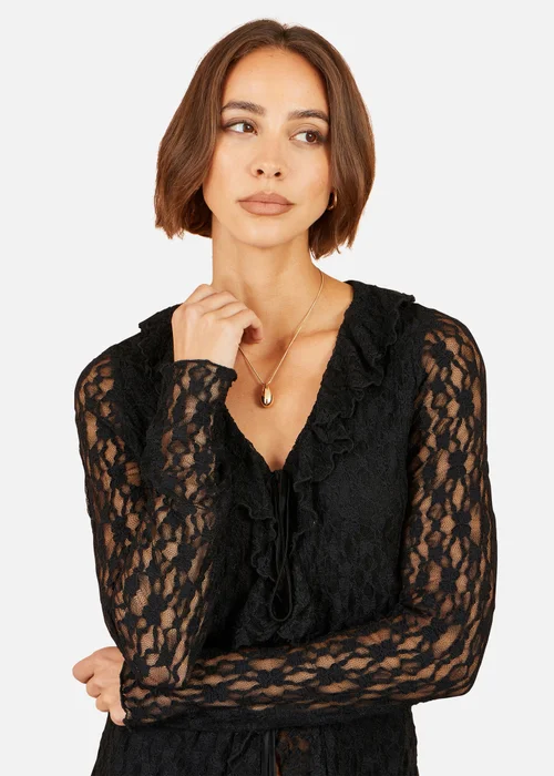 Yumi Black Ruffle Lace Top - 12 Image 4