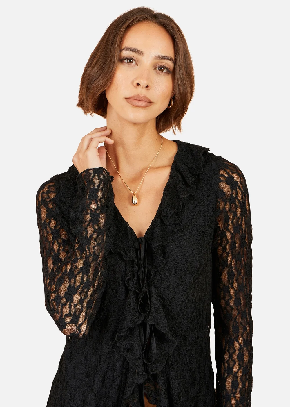 Yumi Black Ruffle Lace Top - 12 Image 3