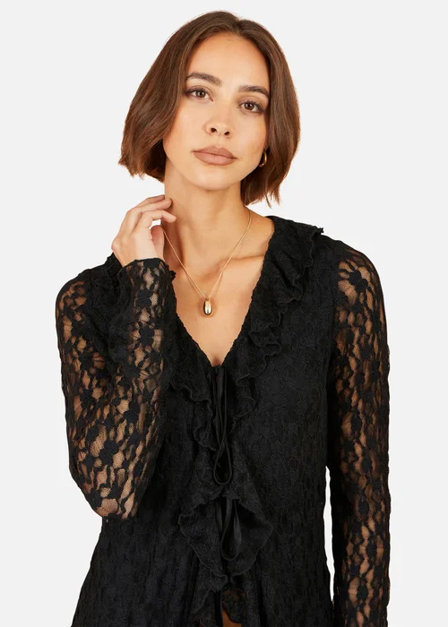 Yumi Black Ruffle Lace Top - 12 Image 3