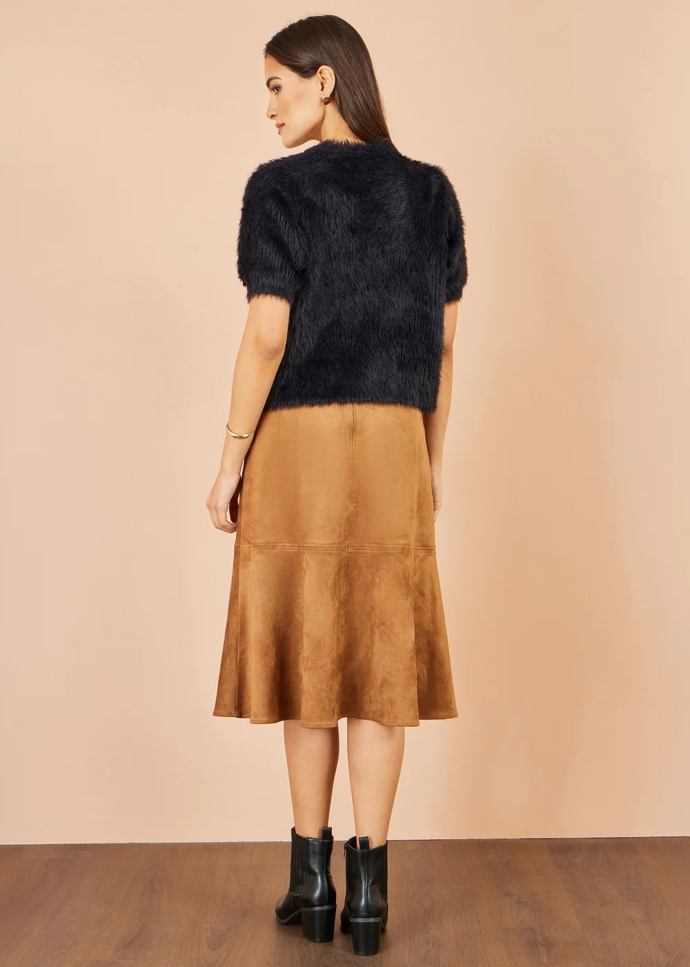 Yumi Black Fluffy Short Sleeve Jumper - S Image 3