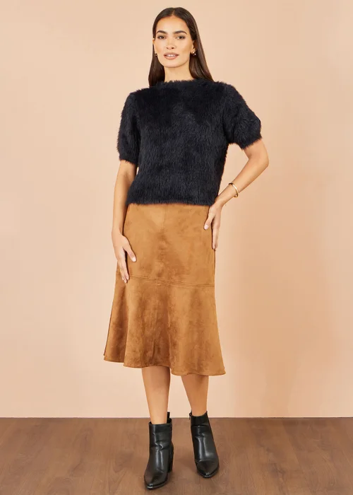 Yumi Black Fluffy Short Sleeve Jumper - S Image 2