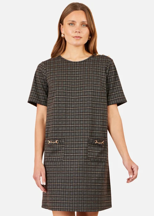 Yumi Brown Check Tunic With Buckles - 10 Image 1