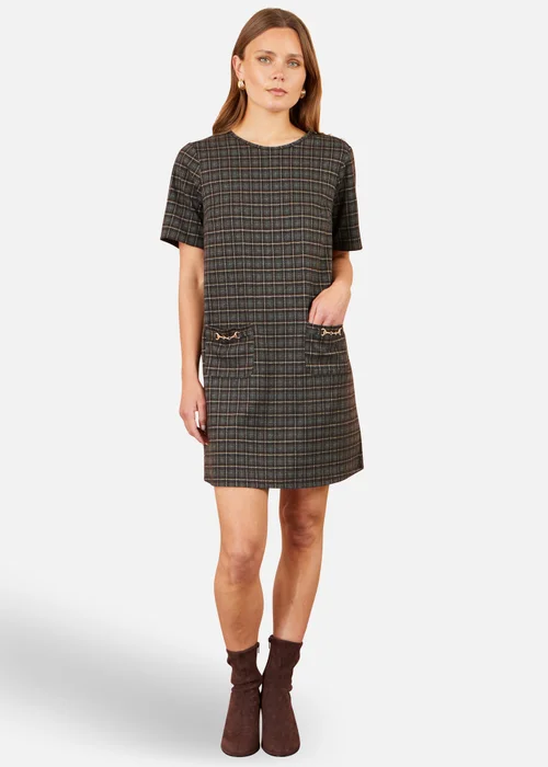 Yumi Brown Check Tunic With Buckles - 10 Image 2