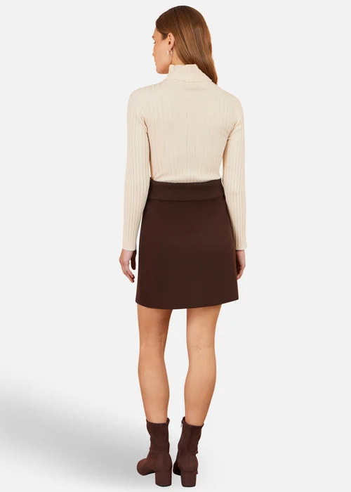 Yumi Brown Knitted Mini Skirt With Buttons - M Image 2