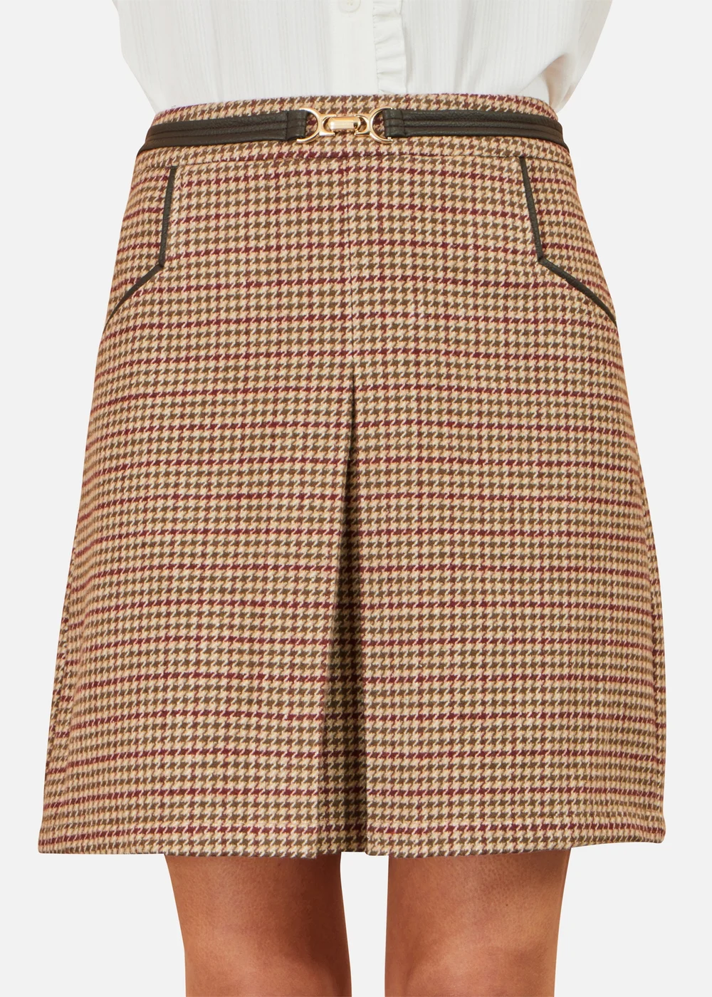 Yumi Brown Check Mini Skirt With Pockets - 16 Image 1