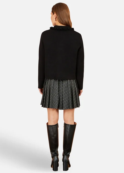 Yumi Black Knitted Frill Collar Jacket - M Image 2
