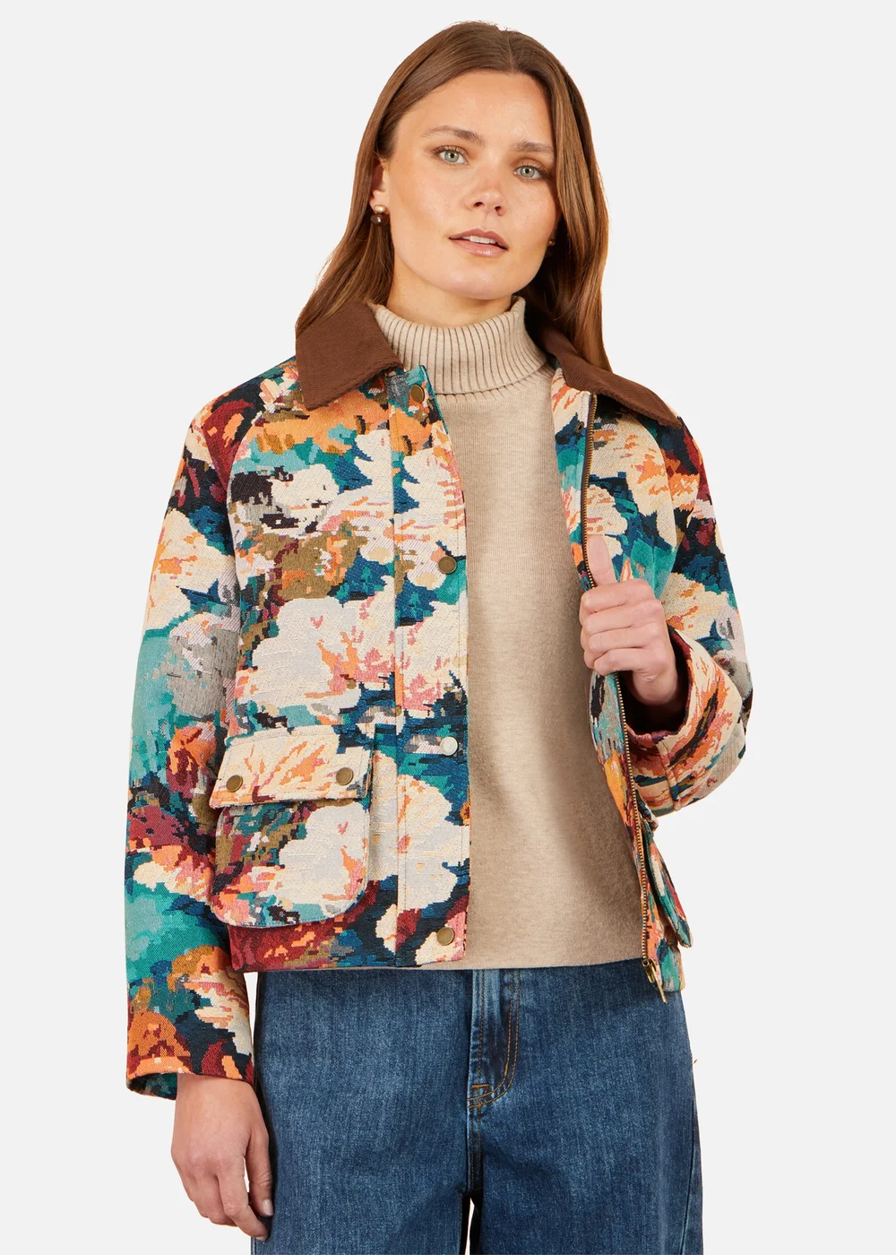 Yumi Multi Floral Woven Bomber Jacket - 12 Image 1