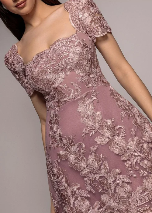 Goddiva Pink Scallop Edge Corset Back Structured Lace Mini Dress - 8 Image 3