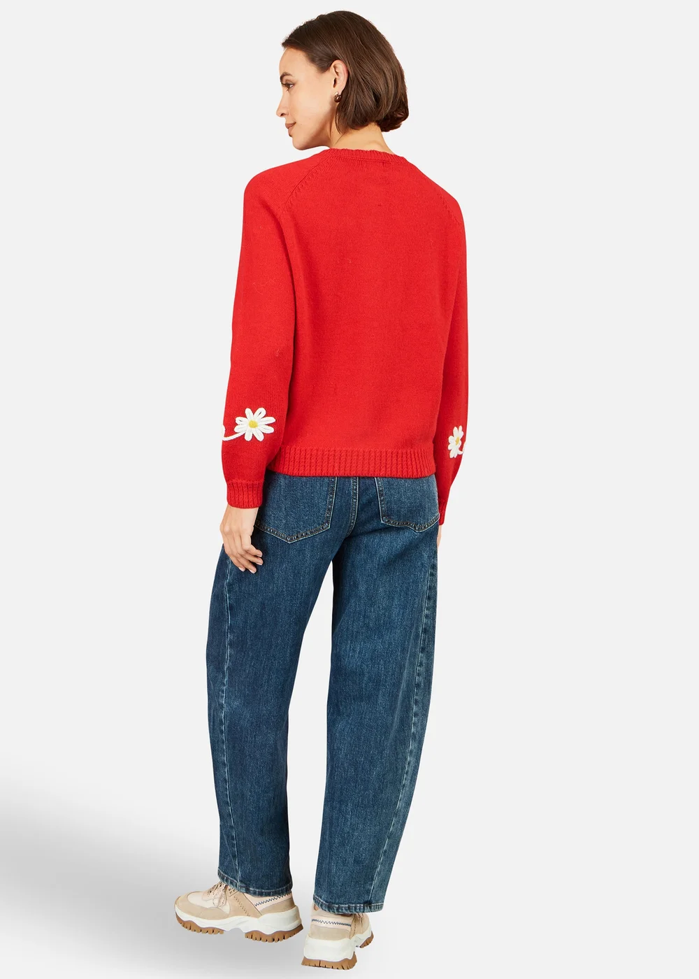 Yumi Red Daisy Stitch Cardigan - L Image 2