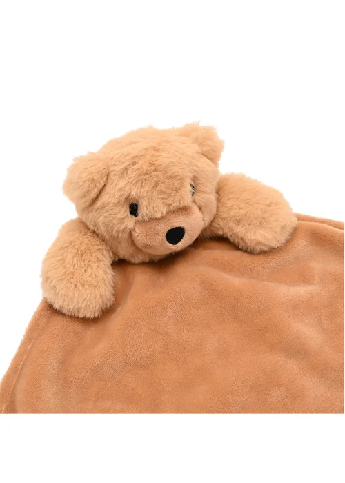 Softies Baby Comforter - Hudson Bear - Light Brown Two Side Short Plush - One Size Image 3