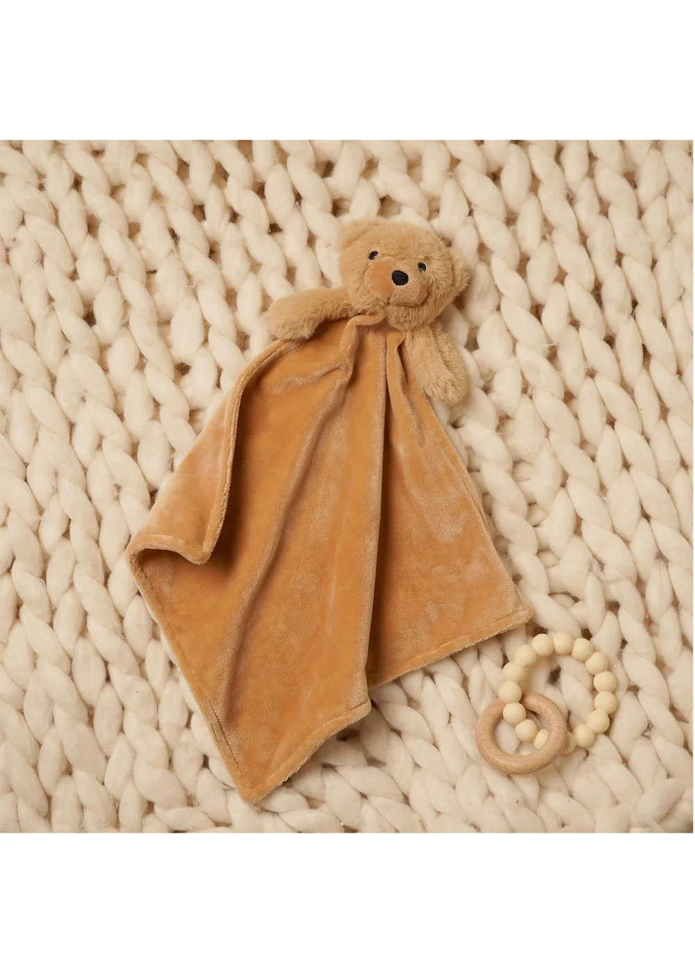 Softies Baby Comforter - Hudson Bear - Light Brown Two Side Short Plush - One Size Image 1