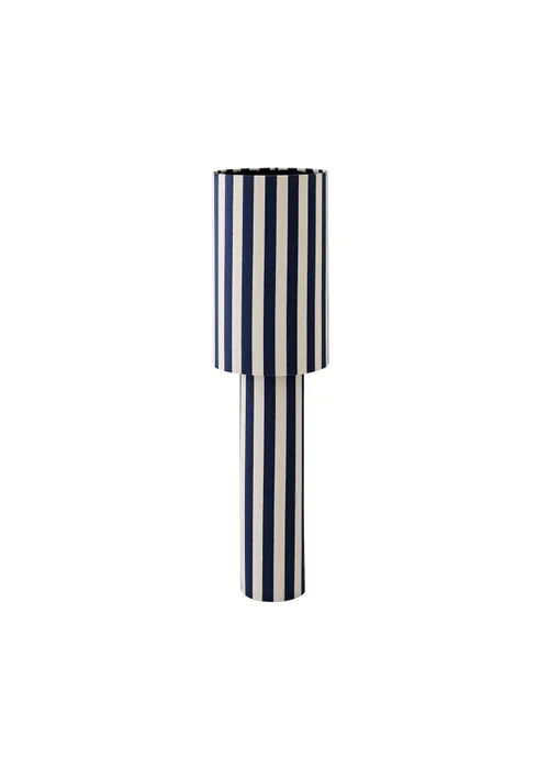ValueLights Florence Navy Deckchair Stripe Linen Midi Floor Lamp With Warm White Bulb - One Size Image 5
