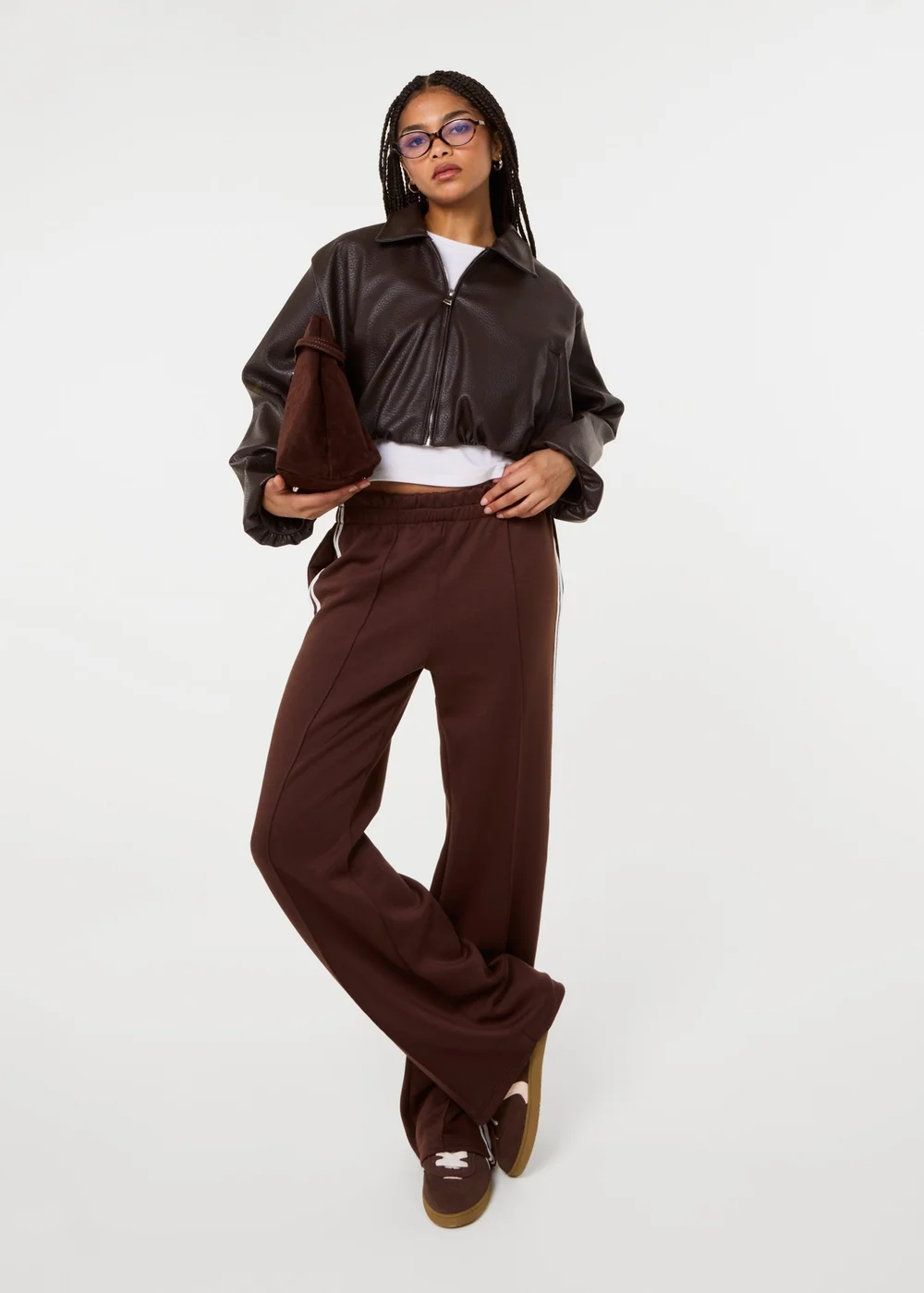 Pink Vanilla Brown Faux Leather Puffball Jacket - M/L Image 2