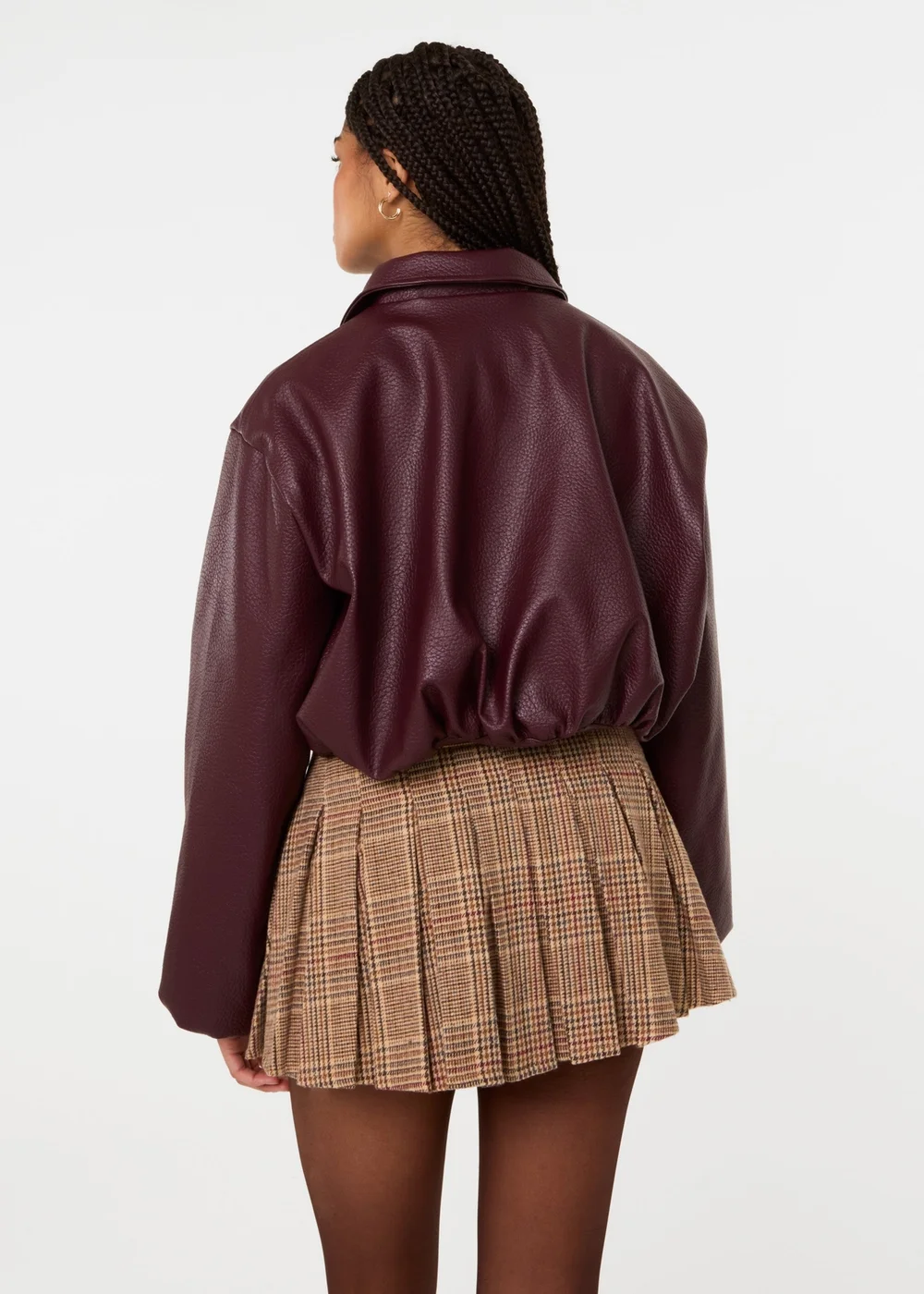 Pink Vanilla Burgundy Faux Leather Puffball Jacket - M/L Image 5