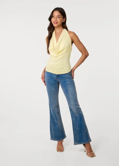 Pink Vanilla Yellow Halterneck Cowl Soft Stretch Top - One Size Image 2