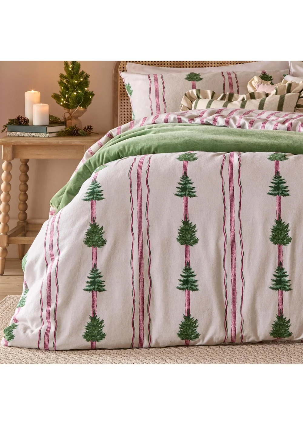 Wylder Spruce Stripe Super King Reversible Brushed Cotton Duvet Sets Oat - Single Image 3