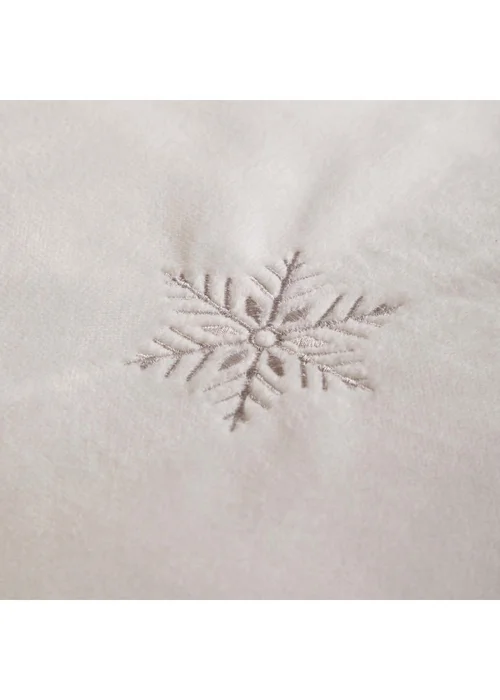Paoletti Frosted Snowflake King Embroidered Fleece Duvet Sets White - Double Image 3