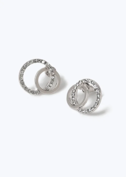 Muse Silver Double Circle Earrings - One Size Image 2