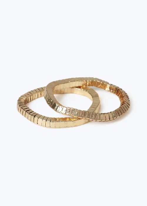 2 Pack Muse Gold Snake Stretch Bracelets - One Size Image 1