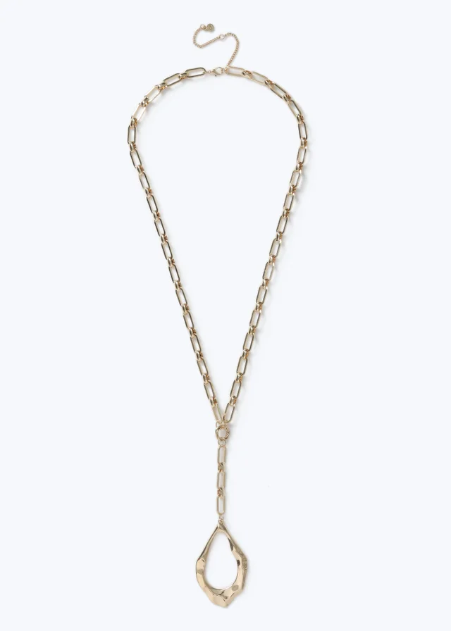 Muse Gold Oval Pendant Necklace