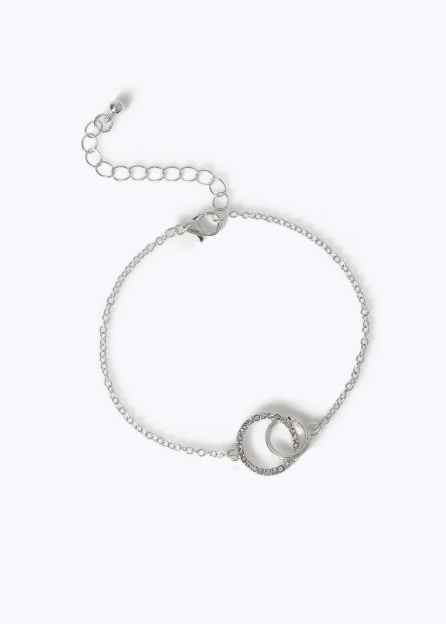 Muse Silver Pave Double Circle Bracelet