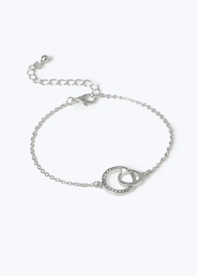 Muse Silver Pave Double Circle Bracelet