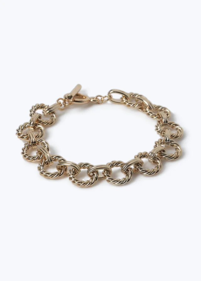 Muse Gold T Bar Circle Link Bracelet