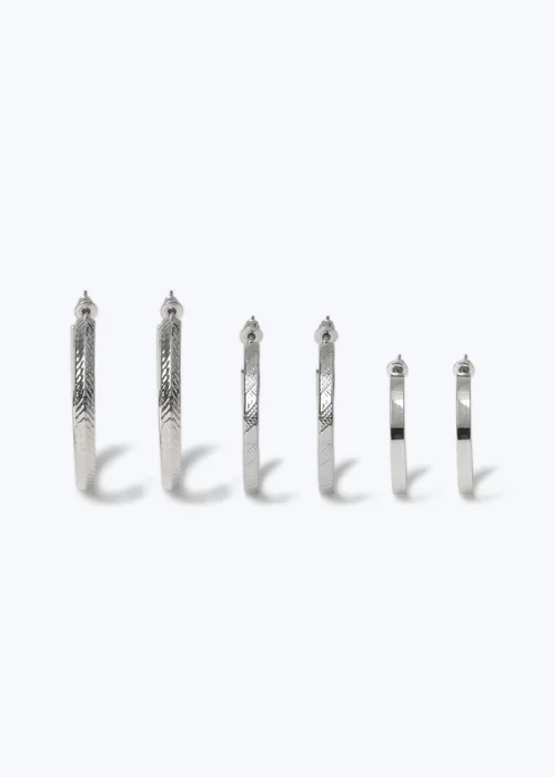 Muse 3 Pack Silver Hoop Earrings - One Size Image 2